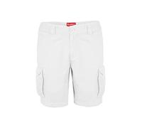 BlauerHafen Herren Cargo Shorts 100% Baumwolle Combat Kurz Hose mit Reißverschluss, Bermuda Stil, Normale Passform, Mittlere Taille, Sommer Freizeit Hose (W34 (Taille: 89-91cm), Weiß)