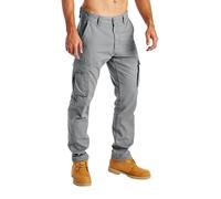 BlauerHafen Herren Cargohose Arbeitskleidung für Lässige Stretch-100% Baumwolle gerade Freizeithose mehrere Taschen entspannte Passform Kampfarbeitshose Alle Größen 32W-44W (Hellgrau, 36W / 32L)