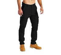 BlauerHafen Herren Cargohose Arbeitskleidung für Lässige Stretch-100% Baumwolle gerade Freizeithose mehrere Taschen entspannte Passform Kampfarbeitshose Alle Größen 32W-44W (Schwarz, 38W / 34L)