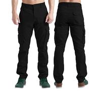 BlauerHafen Herren Cargohose Lässige Arbeitskleidung Stretch 100% Baumwolle Freizeithose gerade 6 Taschen entspannte Passform Kampfarbeitshose Alle Größen 32W-44W (Schwarz, 36W / 34L)