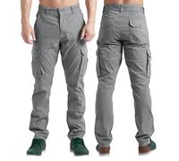 BlauerHafen Herren Cargohose Lässige Arbeitskleidung Stretch 100% Baumwolle Freizeithose gerade 6 Taschen entspannte Passform Kampfarbeitshose Alle Größen 32W-44W (Hellgrau, 44W / 30L)