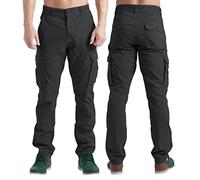 BlauerHafen Herren Cargohose Lässige Arbeitskleidung Stretch 100% Baumwolle Freizeithose gerade 6 Taschen entspannte Passform Kampfarbeitshose Alle Größen 32W-44W (Dunkelgrau, 36W / 30L)