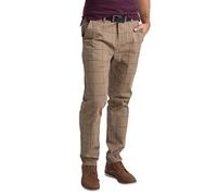 BlauerHafen Herren Formale Hose Karo-Muster Slim-fit Wrinkle-Resistant Flat-Front Retro Vintage Tailored Fit Smart Office Business Suit Chino Pant (Khaki, 32W / 32L)