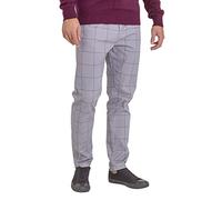 BlauerHafen Herren Formale Hose Karo-Muster Slim-fit Wrinkle-Resistant Flat-Front Retro Vintage Tailored Fit Smart Office Business Suit Chino Pant (Hellgrau, 30W / 30L)