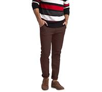 BlauerHafen Herren Schlanke Passform Chino Hose Flache Vorderseite Lässiger Stretch Baumwolle Klassisch Essentials Chino Trouser Full Pant Alle Taille 30W-40W (Braun, 40W / 30L)