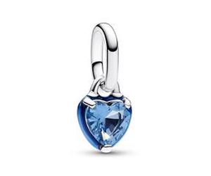 Blaues Chakra Herz Mini Charm Anhänger, Sterlingsilber