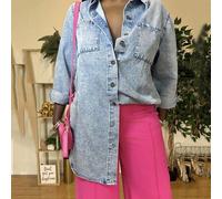 Blaues Jeanskleid in Übergröße, lässig, locker, langärmliges Hemdkleid, lässig und bequem