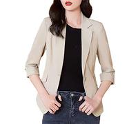 Blazer 3/4 Arm Damen Kurz, Kurzblazer Tailliert Damen, Sweatblazer Sportlich Elegant Blazer Anzug Revers Leicht Kurzjacke Slim Fit Blazerjacke Business Büro Anzugjacke Lässige Sakko Mantel Anzug