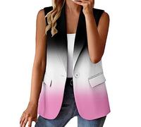 Blazer Ärmellos Damen Elegant - Shirt Weste Damen Ärmellos - Blazer Damen Bunt Gemustert - Business Muster Jacke Leicht Tailliert Sport Sakko Ohne Ärmel Elegant Outfit Sommer Mit Knopf Kurz Sportlich