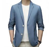 Blazer Anzugjacken für moderne Männer, zwei Knöpfe, Sommer, dünn, Eisseide, atmungsaktiv, leicht, Sonnenschutz, lässiger Blazer, babyblau, XXXXL