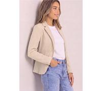 Kurzblazer STREET ONE, Damen, Gr. 42, beige (clay sand), Web;Cord;Stoff, 67% Baumwolle, 28% Polyester, 5% Elasthan, unifarben, normal normal, V-Ausschnitt, abgesteppt, Blazer Kurzblazer, in Cord-Optik