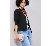 Sweatblazer STREET ONE, Damen, Gr. 46, schwarz, Jersey, 71% Polyester, 26% Viskose, 3% Elasthan, unifarben, normal normal, V-Ausschnitt, Bündchen, Blazer, Jersey (32856734-46) schwarz