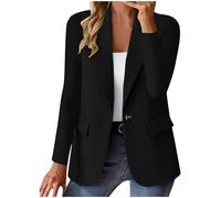 Blazer Damen Business Anzug Open Front Jacke Elegant Einfarbig Anzugjacke Sportlich Kurzblazer Schalkragen Jackett Langarm Strickjacke Arbeitsjacke mit Knopfleiste Büro Sakko Tailliert Blazerjacke