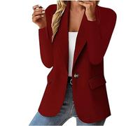 Blazer Damen Eelgant Schalkragen Anzug Langarm Jacke Sportlich Business Anzugjacke Open Front Jackett Tailliert Kurzblazer Einfarbig Arbeitsjacke Strickjacke mit Knöpf Büro Sakko Blazerjacke