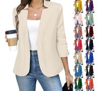 Blazer Damen Elegant Große Größen, Anzugjacke Damen Sportlich Frühling Jacke Tailliert Kurzblazer 3/4 Arm Cardigan Casual Anzüge V Ausschnitt Blazerjacken Einfarbig Übergangsjacke Blazerjacke