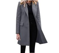 Blazer Damen Elegant Große Größen Longblazer Lange Einfarbig Anzug Einreihige Anzugjacke Business Sakko Jacke Locker Langarm Arbeitsjacke Herbst Winter Blazerjacke Open Front Cardigan für Büro