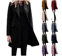 Blazer Damen Elegant Große Größen Longblazer Lange Einfarbig Anzug Einreihige Anzugjacke Business Sakko Jacke Locker Langarm Arbeitsjacke Herbst Winter Blazerjacke Open Front Cardigan für Büro