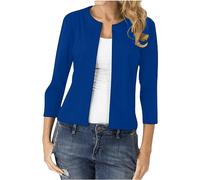 Blazer Damen Elegant Kurz 3/4-Ärmel Jacke Anzug Herbst Blazermantel Geschäft Büro Anzugjacke sportlich Sakko Jacke Freizeit Businessjacke Übergangsjacke Cardigan für Arbeit Trenchcoat Kostüme