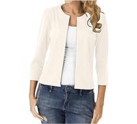 Blazer Damen Elegant Kurz 3/4-Ärmel Jacke Anzug Herbst Blazermantel Geschäft Büro Anzugjacke sportlich Sakko Jacke Freizeit Businessjacke Übergangsjacke Cardigan für Arbeit Trenchcoat Kostüme