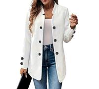 Blazer Damen Elegant Lang Damenblazer Stehkragen mit Knöpfen Übergangsjacke Damen Leicht Herbstjacke Slim Blazermantel Lang Business Mantel Übergang mit Taschen Jacke Langarm Casual Damenjacken