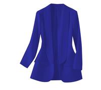 Blazer Damen Elegant Langarm Einfarbig Longblazer Mit Tasche Revers Blazermantel Geschäft Büro Anzugjacke Strickjacke Sakko Jacke Freizeit Businessjacke Übergangsjacke Cardigan für Arbeit Trenchcoat