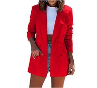 Blazer Damen Elegant Langarm Einfarbig - Longblazer Mit Tasche Revers Blazermantel Geschäft Büro Anzugjacke sportlich Sakko Jacke Freizeit Businessjacke Übergangsjacke Cardigan für Arbeit Trenchcoat