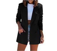 Blazer Damen Elegant Langarm Einfarbig - Longblazer Mit Tasche Revers Blazermantel Geschäft Büro Anzugjacke sportlich Sakko Jacke Freizeit Businessjacke Übergangsjacke Cardigan für Arbeit Trenchcoat