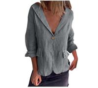 Blazer Damen Elegant Leichte Bürojacke Einreihig Anzug Strickjacke Blazer Revers Vorne Offen Anzug Mantel Business Strickjacke 3/4 Ärmel Leinen Bluse Sommer Leinenbluse Leinenhemd Anzugjacke