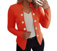 Blazer Damen Große Größen Kurz - Kurzblazer Damen Festlich - Blazer Jacke Kurzjacke Kurzblazer Sakko Anzug Jacke Military Slim Elegant Mit Goldenen Knöpfen Cardigan Sweat Revers Anzugjacke Kostüm