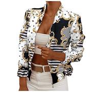 Blazer Damen Kolylong® Frauen Elegant Langarm Sakko Slim Fit Kurze Jacke Büro Jacke Mit Reissverschluss Neue Frühlings Geschäft Kurz Mantel Anzugjacke Druck Business Jacke Büro Sweatjacke