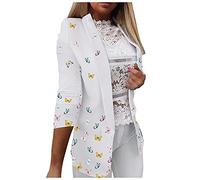 Blazer Damen Lang Elegant Kariert Revers Langarm Business Anzug Jacke Mit Tasche Frauen Arbeit Büro Sakko Slim Fit Blazerjacke Open Front Cardigan Für Office Casual Sportlich Longblazer Blazermantel