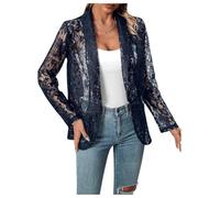 Blazer Damen Spitze Transparent Leicht Elegant 3/4 Arm Blazer Jacke Büro | Spitzen, Transparentes, Offene Vorderseite, 3/4-Ärmel, lässiger Blazer, Elegante Business Jacke, Leichte Oberbekleidung