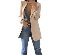 Blazer Damen Sportlich Elegant Longblazer Große Größen Einfarbig Anzug Einreihige Anzugjacke Business Sakko Jacke Locker Langarm Arbeitsjacke Herbst Winter Blazerjacke Open Front Cardigan für Büro
