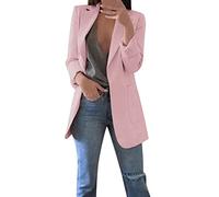 Blazer Damen Sportlich Elegant Longblazer Große Größen Einfarbig Anzug Einreihige Anzugjacke Business Sakko Jacke Locker Langarm Arbeitsjacke Herbst Winter Blazerjacke Open Front Cardigan für Büro