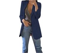 Blazer Damen Sportlich Elegant Longblazer Große Größen Einfarbig Anzug Einreihige Anzugjacke Business Sakko Jacke Locker Langarm Arbeitsjacke Herbst Winter Blazerjacke Open Front Cardigan für Büro