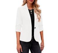 Blazer Damen Sportlich Langarm Anzug Jacke Elegant Einfarbig Strickjacke Business Anzugjacke Open Front Jackett Slim fit Kurzblazer Arbeitsjacke mit Knöpf Büro Sakko Tailliert Blazerjacke