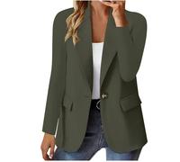Blazer Damen Sportlich Langarm Schalkragen Anzug Jacke Elegant Einfarbig Strickjacke Business Anzugjacke Open Front Jackett Kurzblazer Arbeitsjacke mit Knöpf Büro Sakko Tailliert Blazerjacke