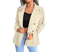 Blazer für Damen aus elegantem Cord mit Revers - Cardigan vorne offen - Langarm - lässige Jacke - Herbst - Mode Outwear, beige, M