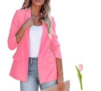 Blazer für Damen, Business, Freizeit, langärmelig, Button-Down-Blazer, Jacke, Revers, Business-Anzug, Jacke, Sommerblazer, C-pink, XXXL