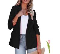 Blazer für Damen, Business, Freizeit, langärmelig, Button-Down-Blazer, Jacke, Revers, Business-Anzug, Jacke, Sommerblazer, C-schwarz, XXXL