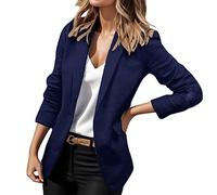 Blazer Für Damen Damen Blazer Casual Open Front Cardigan Langarm Elegant Business Blazer Lang Jacke mit Tasche und Knöpfe (01 Marine, XXXXL)