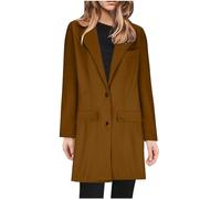 Blazer für Damen Elegant Mantel Langarm Wärmen Übergangsjacke Modische Solide Trachtenblazer Midi Geschnittener Longblazer Einreihige Locker Blazerjacke Casual Sportlich Anzugmantel