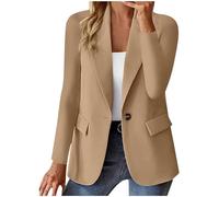 Blazer für Damen Langarm Business Anzug Open Front Jacke Elegant Einfarbig Anzugjacke Sportlich Kurzblazer Schalkragen Jackett Strickjacke Arbeitsjacke mit Knopfleiste Büro Sakko Tailliert Blazerjacke