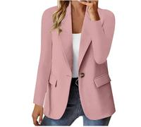 Blazer für Damen Langarm Business Anzug Open Front Jacke Elegant Einfarbig Anzugjacke Sportlich Kurzblazer Schalkragen Jackett Strickjacke Arbeitsjacke mit Knopfleiste Büro Sakko Tailliert Blazerjacke