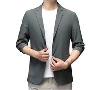 Blazer Herren, Herren Blazer Aus Leichter Eisseide, Elegant Lässig, 2 Knopf Stretch Anzugjacke, Slim Fit, Atmungsaktiv, Sonnenschutz, Sportbekleidung, Grau, XXL