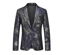 Blazer Herren, Herren Smoking Blazer Mit Luxuriöser Paisley Stickerei, Lässiger Look, Reverskragen, EIN Knopf Design, Floraler Jacquard Stoff, Stilvoller Dinner Smoking Für Festliche Anl
