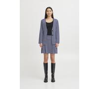 Blusenblazer ICHI "Blazer IHKATE", Damen, Gr. S, blau (medieval blau check), Obermaterial: 84% Polyester PES. 16% Baumwolle CO., Blazer Blusenblazer (35697508-S) medieval blau check