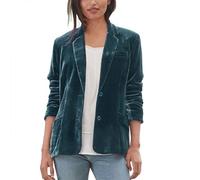 Blazer jacke Einreiher Damen Samt Blazer Elegant Kurz Für Kleid | Modern Sakko Langarm Kostüme Kurzblazer Einfarbig Tops Oberteil Mit Taschen Revers Kragen Open Front Mantel