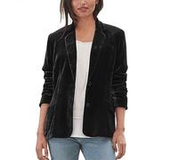 Blazer jacke Einreiher Damen Samt Blazer Elegant Kurz Für Kleid | Modern Sakko Langarm Kostüme Kurzblazer Einfarbig Tops Oberteil Mit Taschen Revers Kragen Open Front Mantel