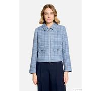 Jackenblazer BETTY BARCLAY "Damen langarm", Damen, Gr. 46, blau (blau, weiß), Bouclé, Obermaterial: 100% Polyester. Futter: 100% Polyester, Basic, normal normal, Blazer (34982121-46) blau, weiß
